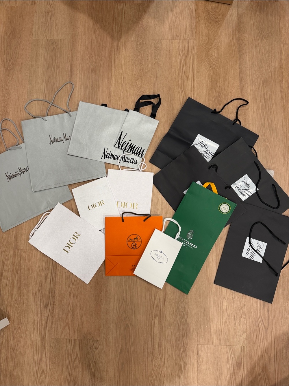 Hermes Orange Shopping Bag with Assorted Designer Bags